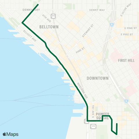Metro Transit Seattle Ctr - Dtwn Seattle - Pioneer Square map