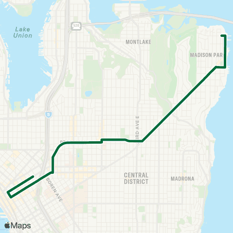 Metro Transit Madison Park - Capitol Hill - Downtown map