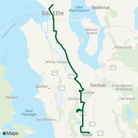Metro Transit Kent Station - Southcenter - Seattle map