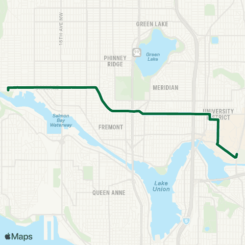 Metro Transit Ballard - Montlake map