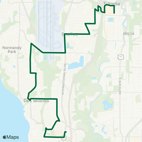 Metro Transit Southcenter - SeaTac - Des Moines - Highline Coll map