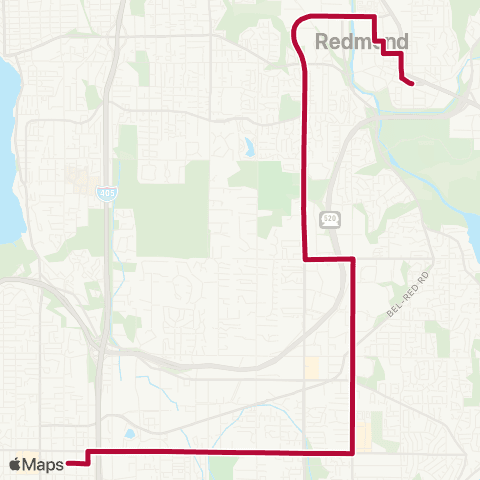 Metro Transit Redmond TC - Overlake TC - Bellevue TC map