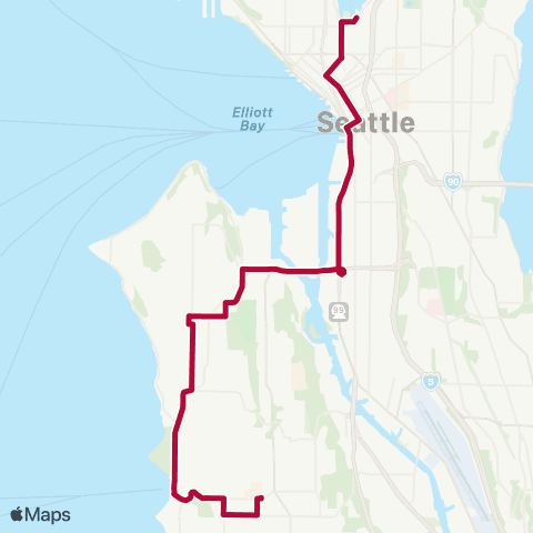 Metro Transit Westwood Village - Downtown Seattle map