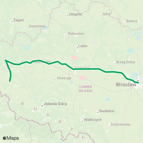 Koleje Dolnośląskie Wrocław — Legnica — Bolesławiec — Lubań map
