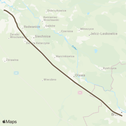 Koleje Dolnośląskie Wrocław — Oława — Brzeg — Opole map