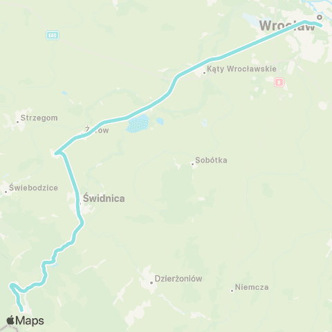 Koleje Dolnośląskie Wrocław — Jaworzyna Śląska — Świdnica — Głuszyca map