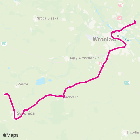 Koleje Dolnośląskie Wrocław — Trzebnica map