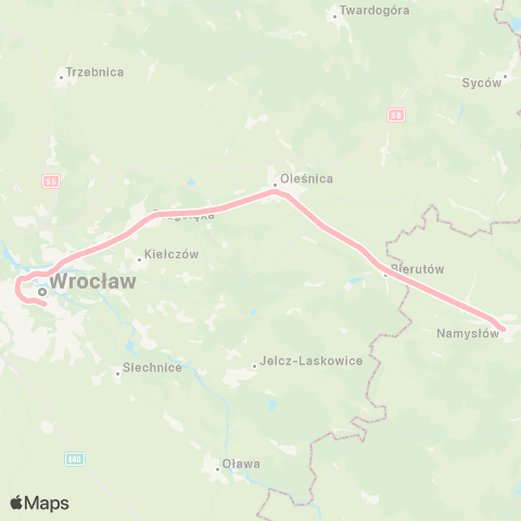 Koleje Dolnośląskie Wrocław — Oleśnica — Namysłów map