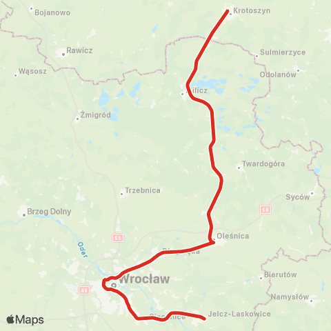 Koleje Dolnośląskie Wrocław — Oleśnica — Krotoszyn map