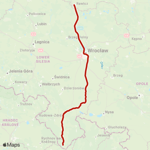 Koleje Dolnośląskie Wrocław — Kłodzko — Lichkov map