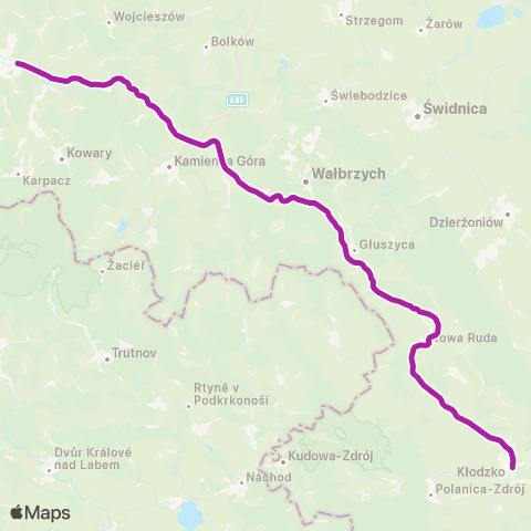 Koleje Dolnośląskie Wałbrzych — Kłodzko — Kudowa-Zdrój map