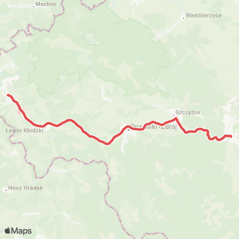 Koleje Dolnośląskie Wrocław — Kłodzko - Kudowa-Zdrój (Zastępcza Komunikacja Autobusowa) map