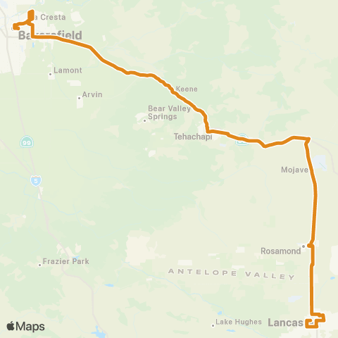 Kern Transit Bakersfield - Lancaster map