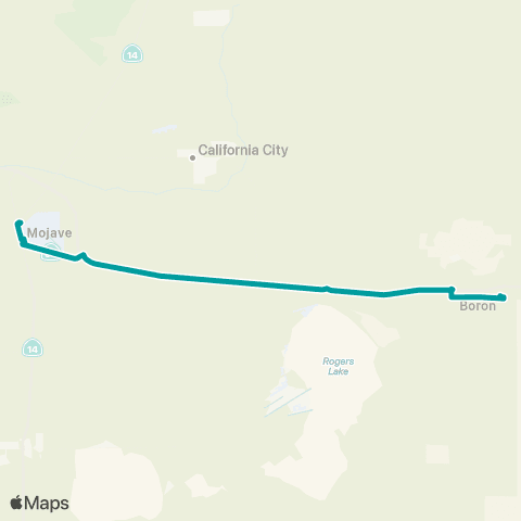 Kern Transit Boron - Mojave map