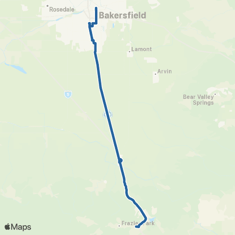 Kern Transit Frazier Park - Bakersfield map