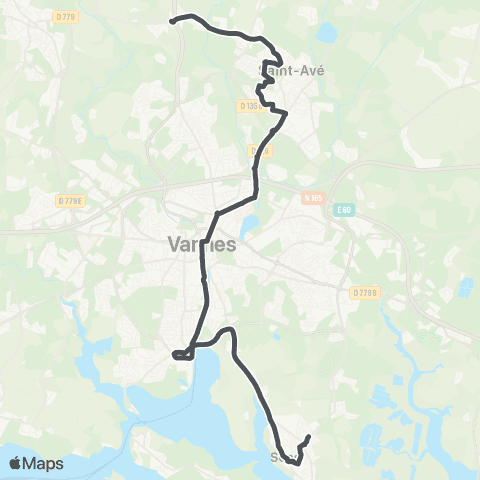 Kicéo St-Avé Le Poteau - Rép. - Séné Kergrippe map