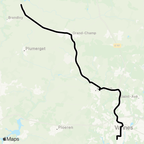 Kicéo Grand Champ vers Vannes map