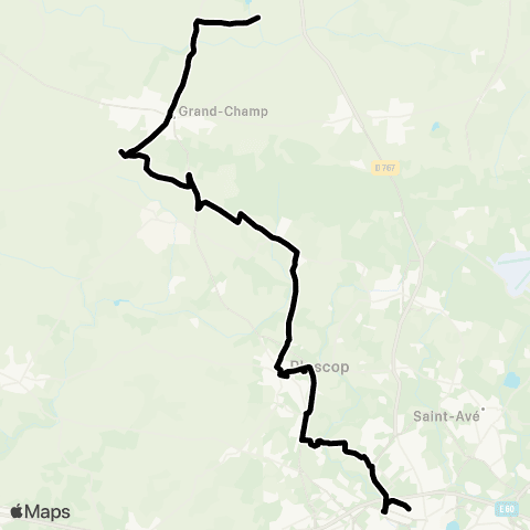 Kicéo Grand Champ vers Vannes map