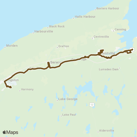 Kings Transit Route 1 map