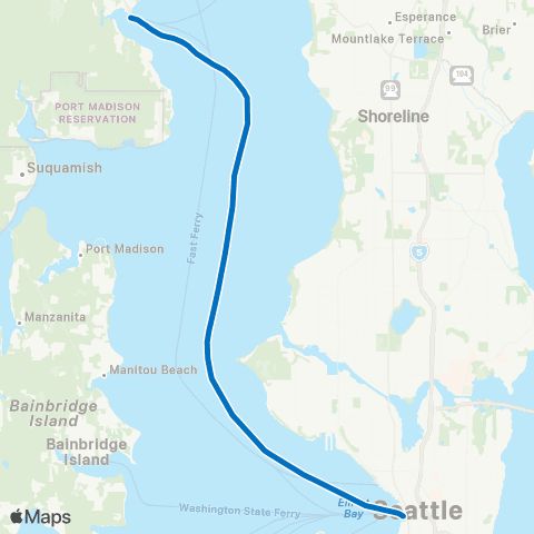 Kitsap Transit Kingston to Seattle map