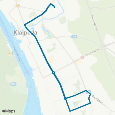Klaipėdos keleivinis transportas Autobusų Parkas - Statybininkų Pr. - Smiltelės G. - Autobusų Parkas map
