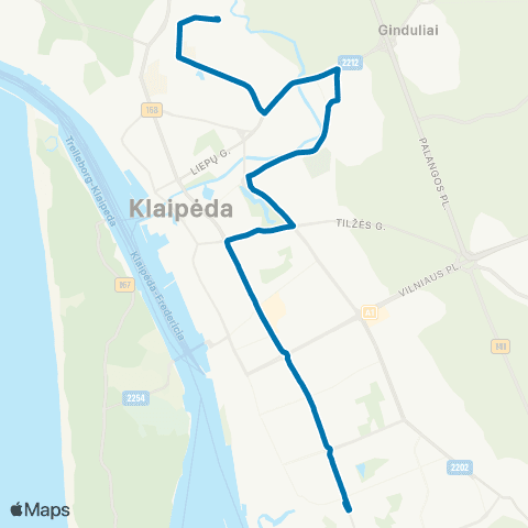 Klaipėdos keleivinis transportas Kurėno St. - Panevėžio G. map
