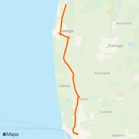 Klaipėdos keleivinis transportas Klaipėda - Palanga - Palangos Oro Uostas map
