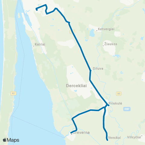 Klaipėdos keleivinis transportas Klaipėda - Priekulė - Dreverna - Svencelė map