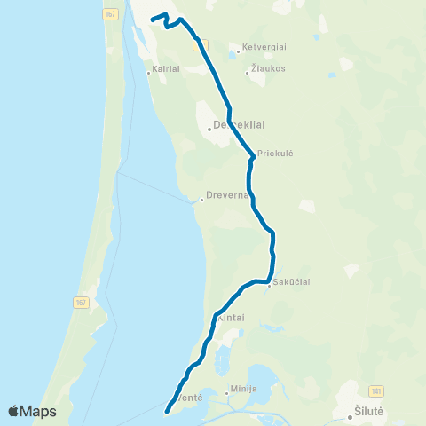 Klaipėdos keleivinis transportas Klaipėda - Priekulė - Kintai - Ventė map