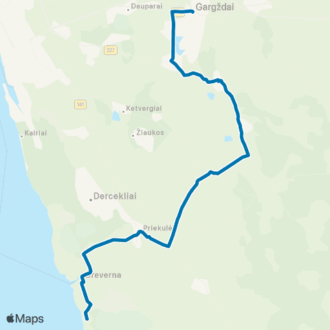 Klaipėdos keleivinis transportas Gargždai - Šiūpariai - Svencelė map