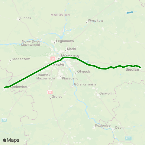 Koleje Mazowieckie Warszawa — Łuków map