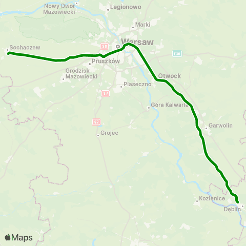 Koleje Mazowieckie Warszawa — Kutno map