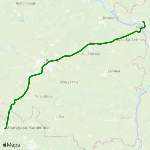 Koleje Mazowieckie Warszawa — Skarżysko-Kamienna map