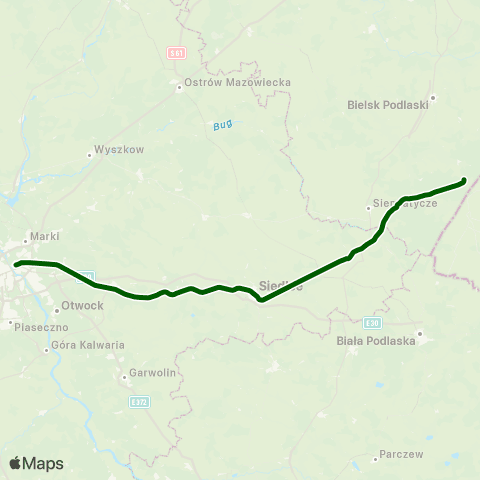 Koleje Mazowieckie Warszawa — Łuków (Przyspieszony) map