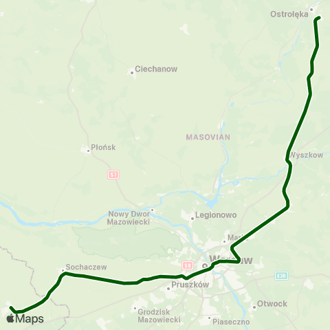 Koleje Mazowieckie Warszawa — Kutno (Przyspieszony) map