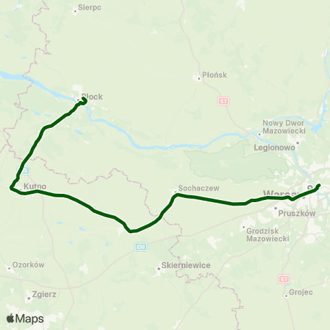 Koleje Mazowieckie Warszawa — Płock (Przyspieszony) map