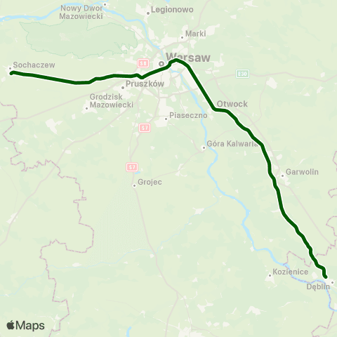 Koleje Mazowieckie Warszawa — Dęblin (Przyspieszony) map