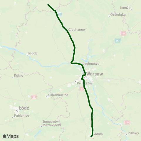 Koleje Mazowieckie Warszawa — Skarżysko-Kamienna (Przyspieszony) map
