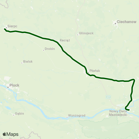 Koleje Mazowieckie Warszawa — Działdowo (Przyspieszony) map