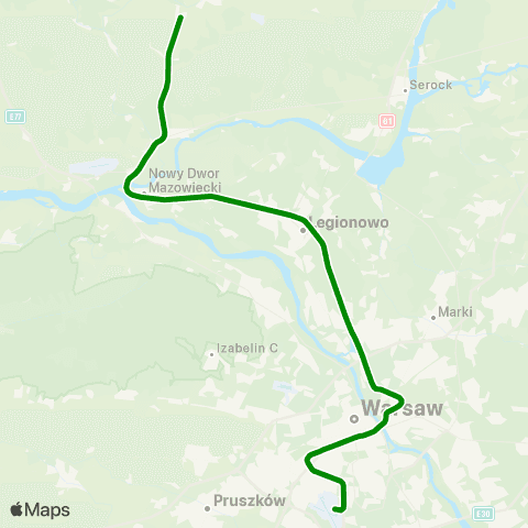 Koleje Mazowieckie Warszawa Lotnisko Chopina — Modlin map