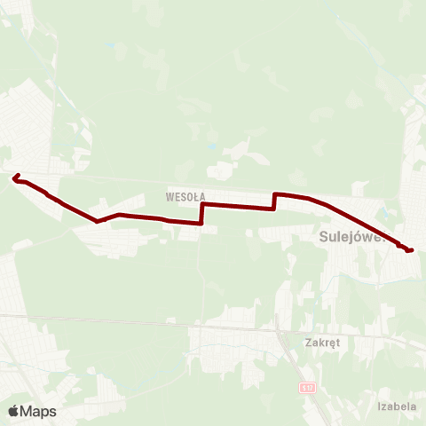 Koleje Mazowieckie Warszawa — Łuków (Zastępcza Komunikacja Autobusowa) map