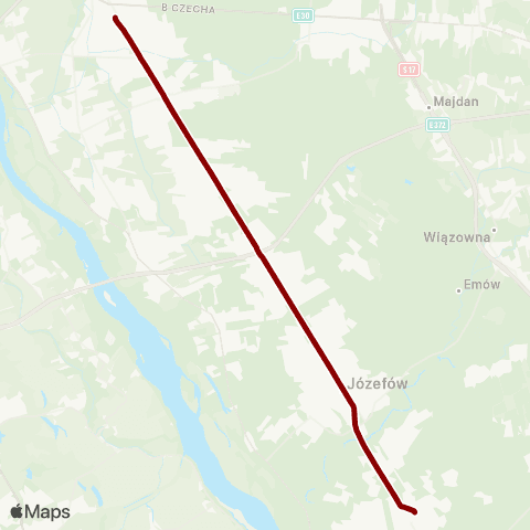 Koleje Mazowieckie Warszawa — Kutno (Zastępcza Komunikacja Autobusowa) map