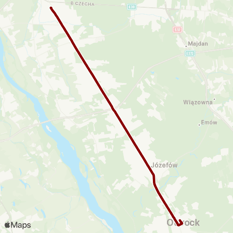 Koleje Mazowieckie Warszawa — Dęblin (Zastępcza Komunikacja Autobusowa) map