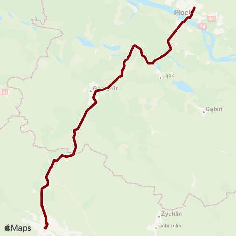 Koleje Mazowieckie Kutno — Sierpc (Zastępcza Komunikacja Autobusowa) map