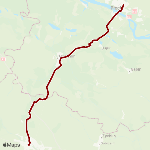 Koleje Mazowieckie Warszawa — Płock (Przyspieszony) (Zastępcza Komunikacja Autobusowa) map