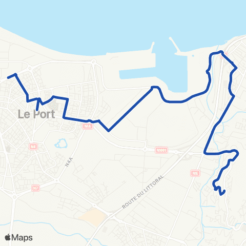 Kar'Ouest Zac Ste-Thérèse - Pôle d'échange du Port et Glacière (par la ZI N°2) map