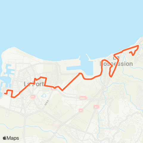 Kar'Ouest Lamartine - Pôle d'échange du Port - Cités Unies (par la ZI N°2) map