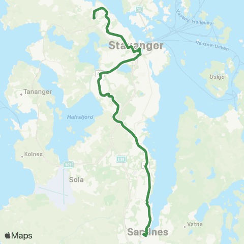 Kolumbus Busslinje i Rogaland map