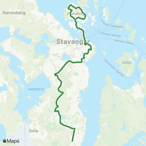 Kolumbus Busslinje i Rogaland map