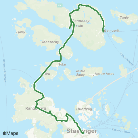 Kolumbus Busslinje i Rogaland map